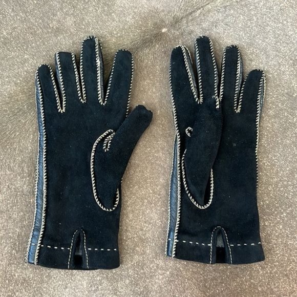 Loro Piana Lamb Suede Cashmere Suede Gloves black Stitch - Picture 3 of 7